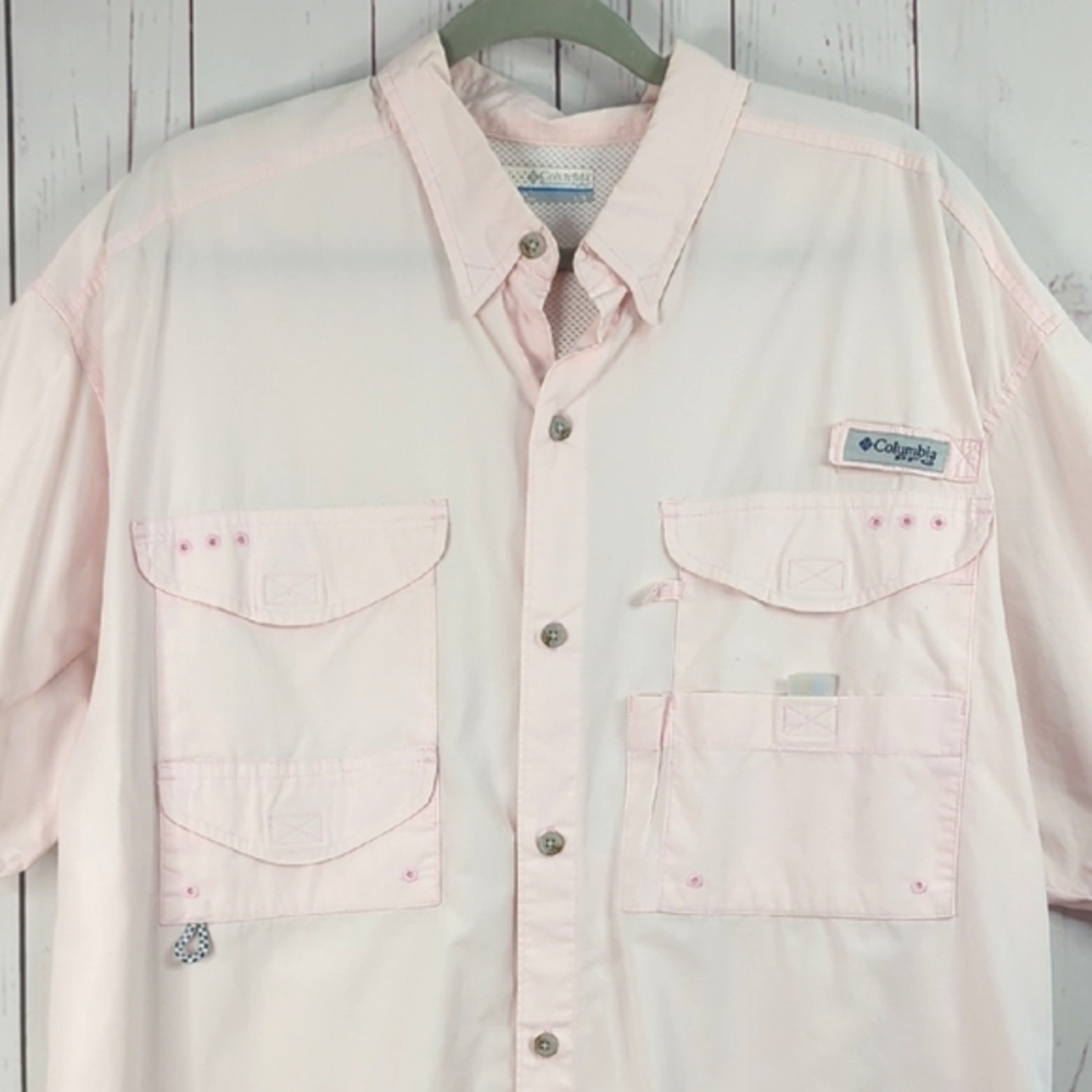 Columbia PFG Shirt Men's Large Pale‎ Pink Casual Cotton Fishing Gorpcore RARE